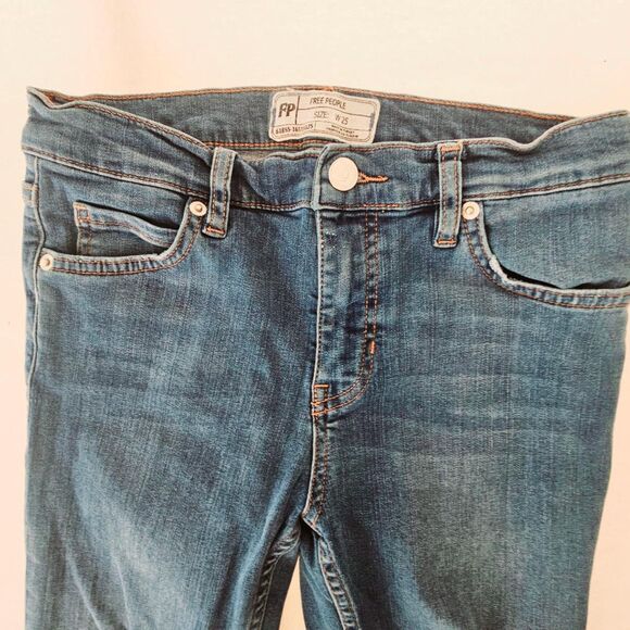 Free People Shark Bite Raw Hem Skinny Jeans Women's Size 25 | Boho Stretch Denim - Picture 3 of 7